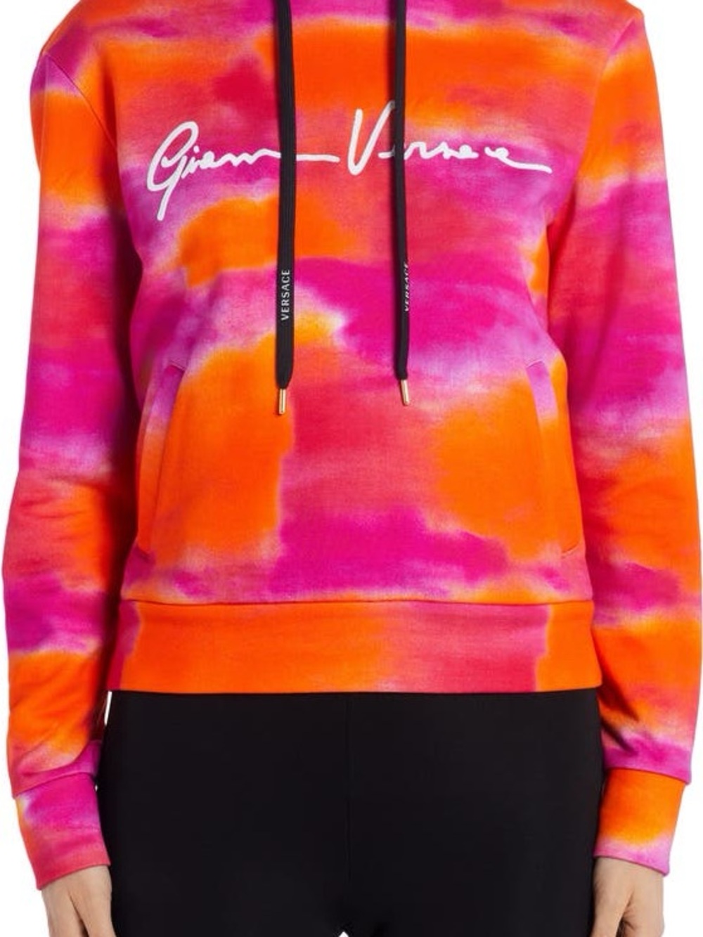 Versace Pink & Orange Tie-Dye Signature Hoodie Size 38 XS Gianni Versace